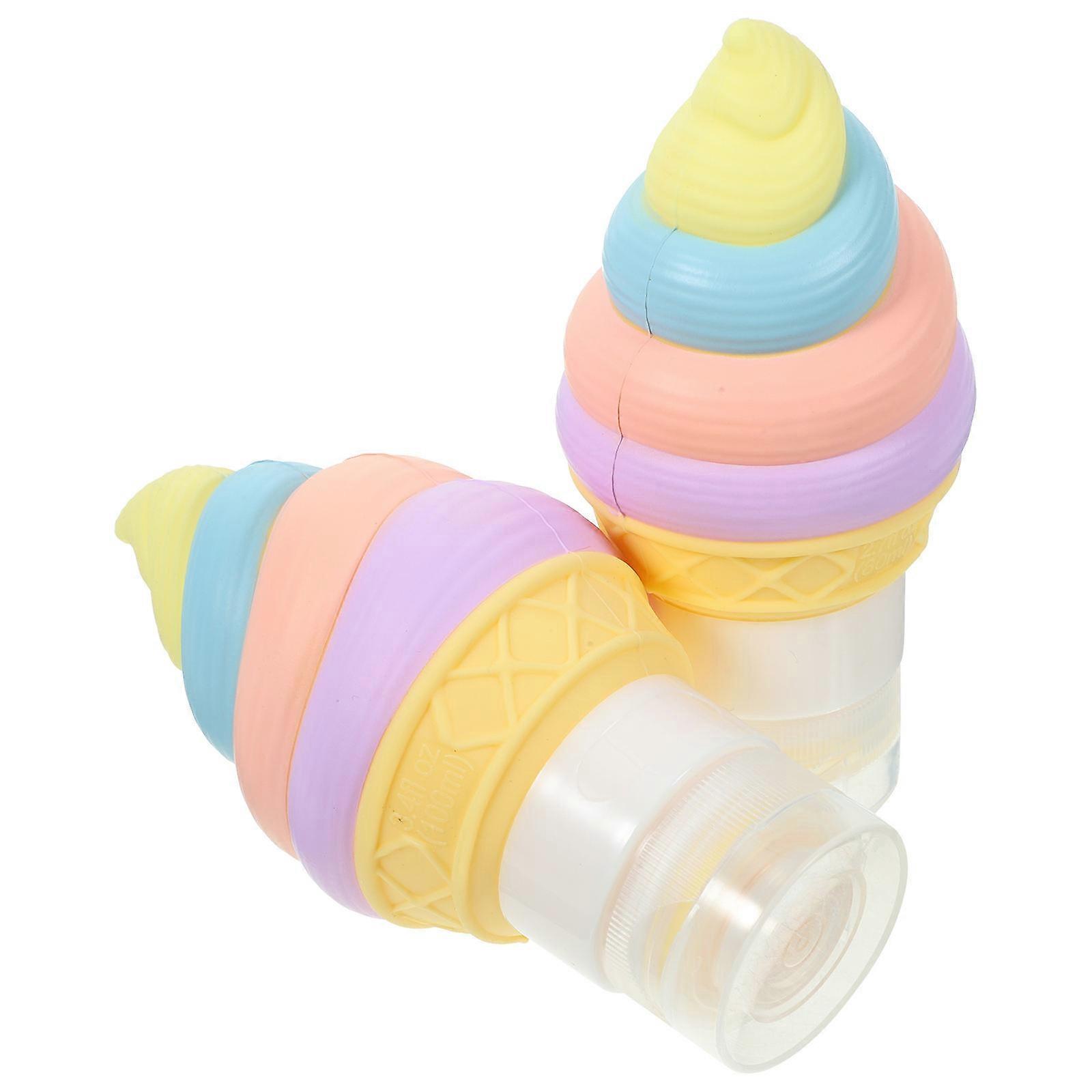 Silicone Sauces Squeeze Bottles 2Pcs Ice Cream Shaped Salad Dressing Container With Sealing Feature Travel Storage For Outdoor Activities