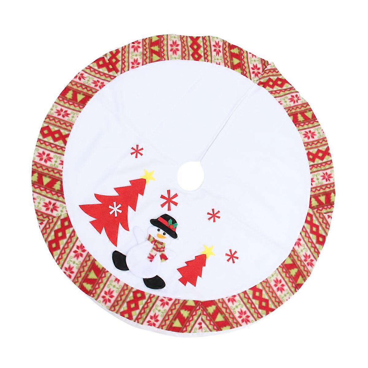 Base de Árvore de Natal Redonda de 90Cm com Padrão Clássico de Boneco de Neve Ideal para Decorações de Festa de Natal 1Pack