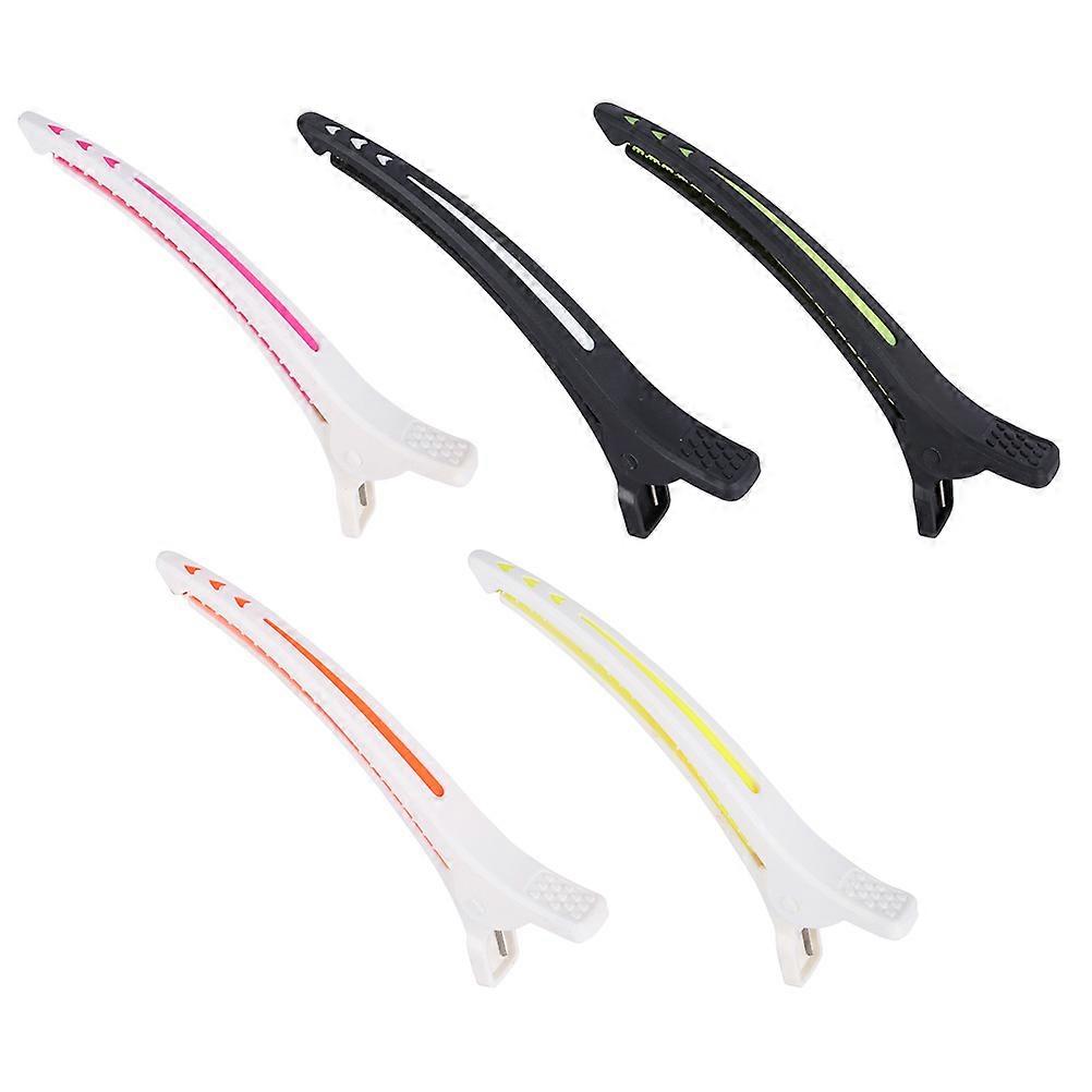 Plastic Hair Clips for Haircutting Use Assorted Color Duckbill Clips with Smooth Surface 5pcs