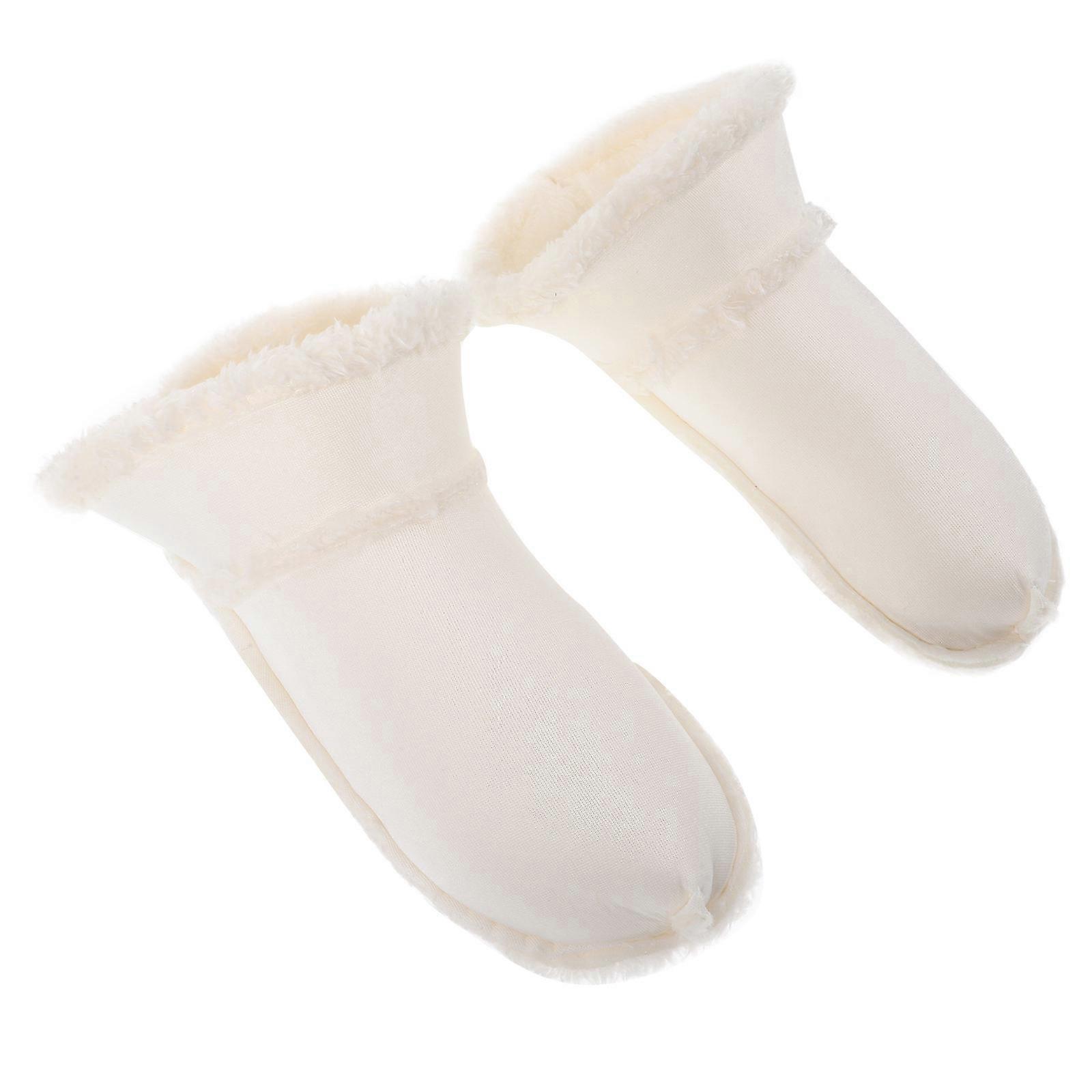 Slippers For Women 1 Pair Fuzzy Suitable For Winter Use Light Yellow Plush Lining Comfortable Design