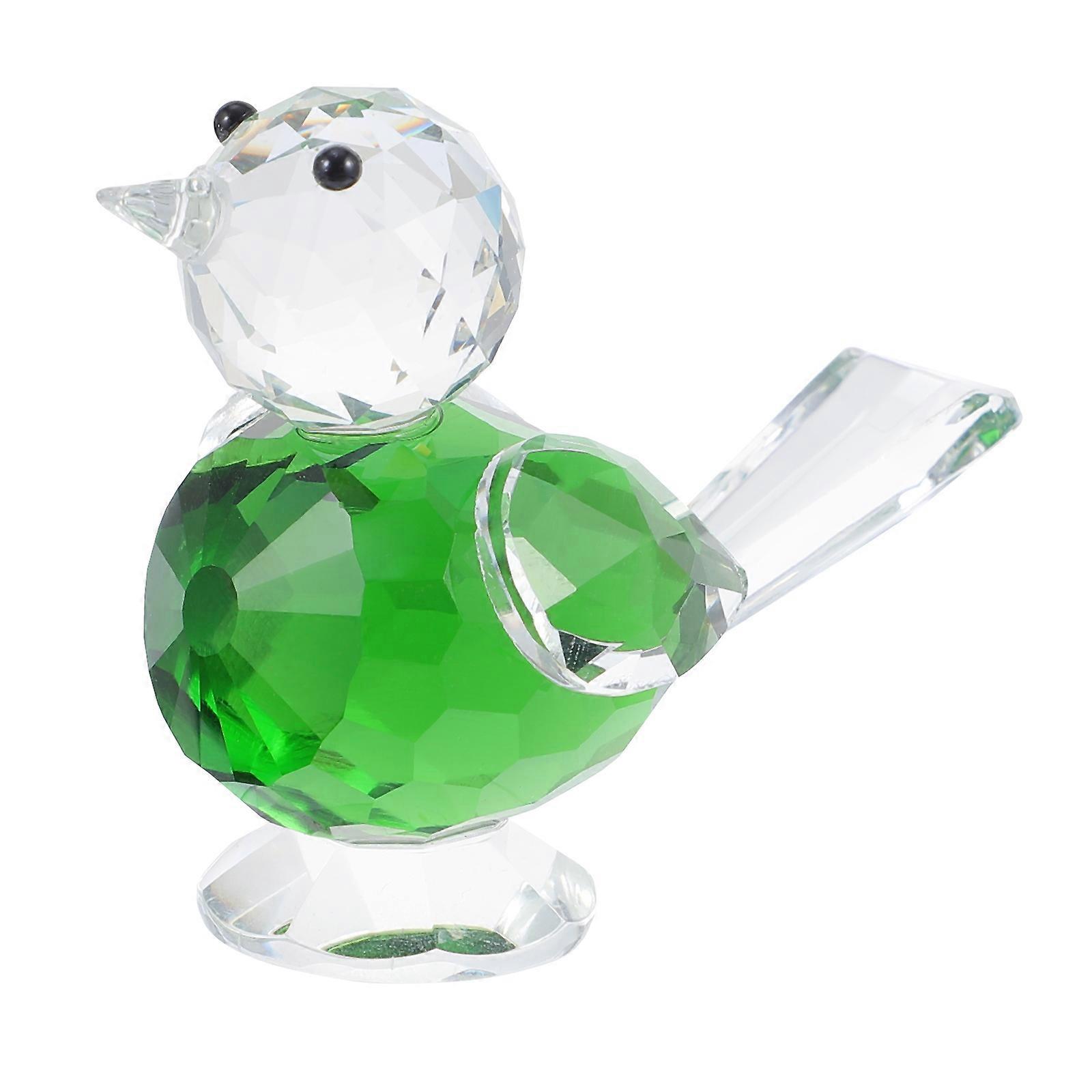 Glass Bird Decoration For Home Decor Accessory In Green Attractive Design Crafted From Crystal 1Pcs