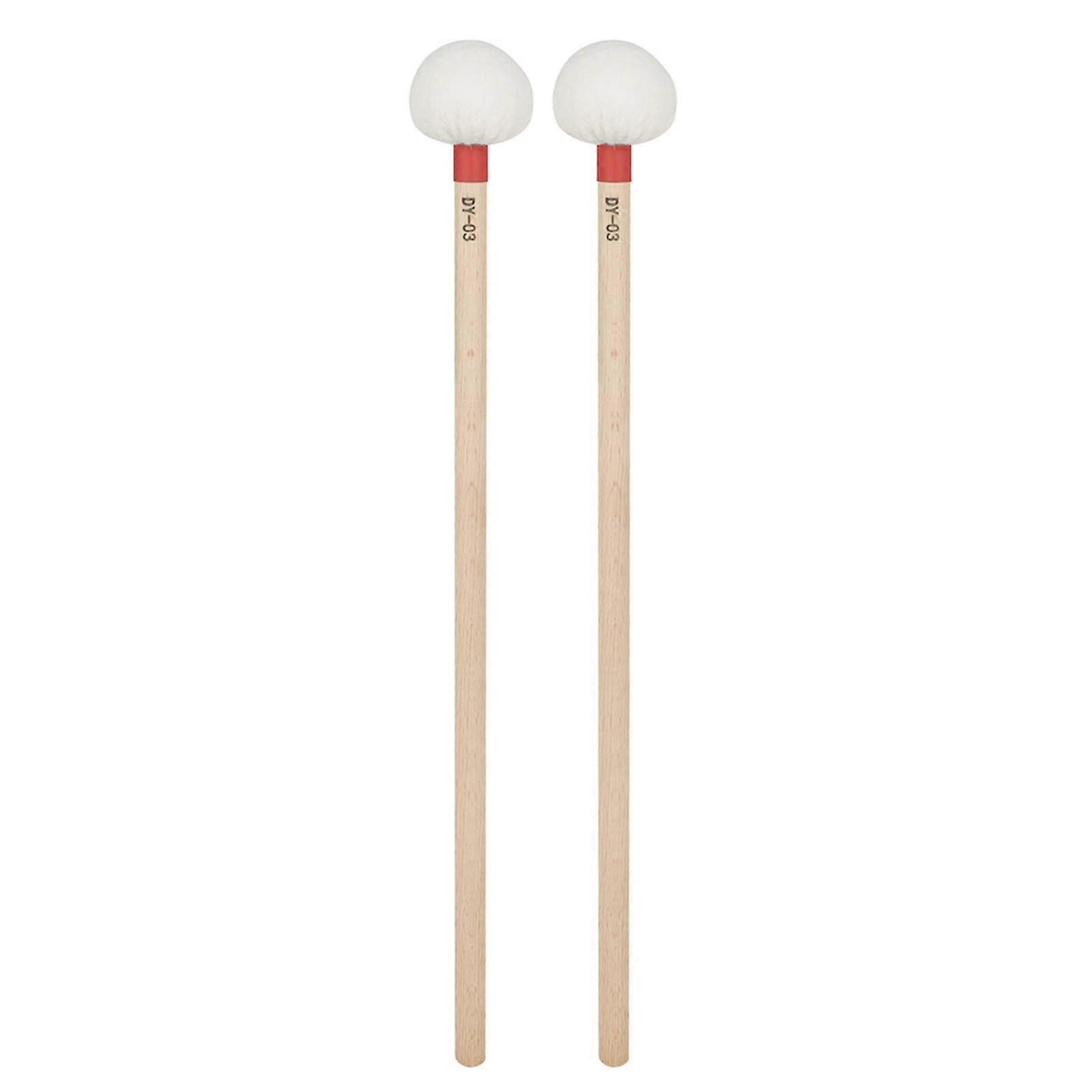 Pauken-Trommelstock Set, Soft Felt Head Drumsticks for Percussion Instruments, Red, Comfortable Grip, Durable Material