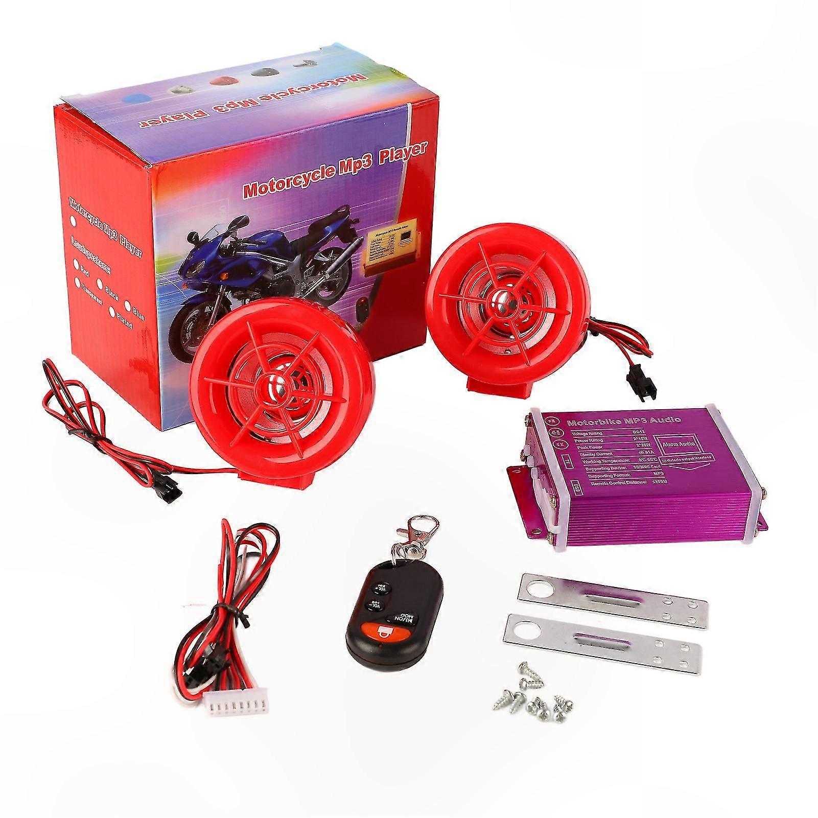 Motorbike Stereo Speaker with Alarm and Flashing Light Bluetooth MP3 Radio 100Hz-6KHz Sound System