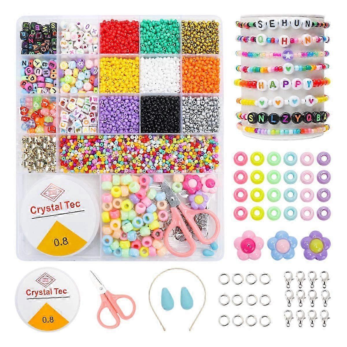3mm Glass Seed Beads Jewelry Making Kit for Beginners - Friendship Bracelet Craft Supplies Small Beads for DIY Projects