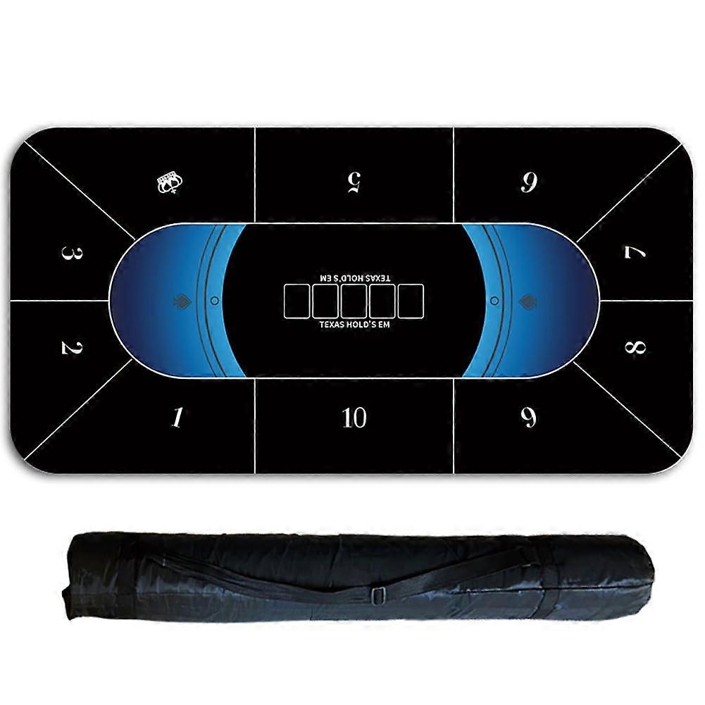 Poker Mat, Texas Hold'em Poker Table Top for Up to 10 Players, 1.8 x 0.9 M, Black with Storage Bag