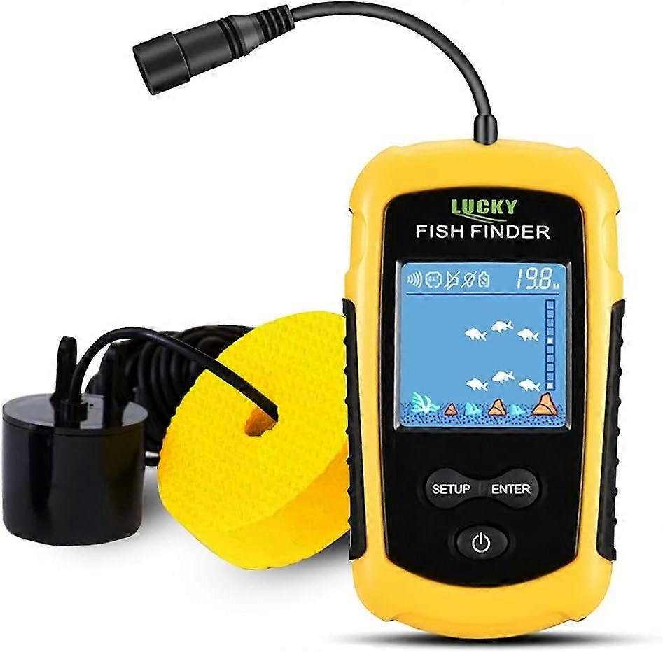 Kayak Portable Fish Depth Finder Water Handheld Fish Finder Sonar Castable Kayak Boat Fishfinder Transducer Fishing LCD Display FFC1108