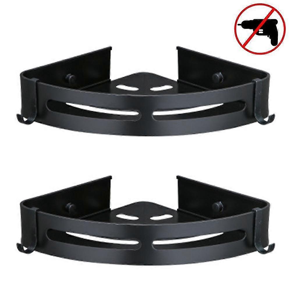 Corner Shower Shelf Basket, No Drilling Double Triangle Design, Elegant Black