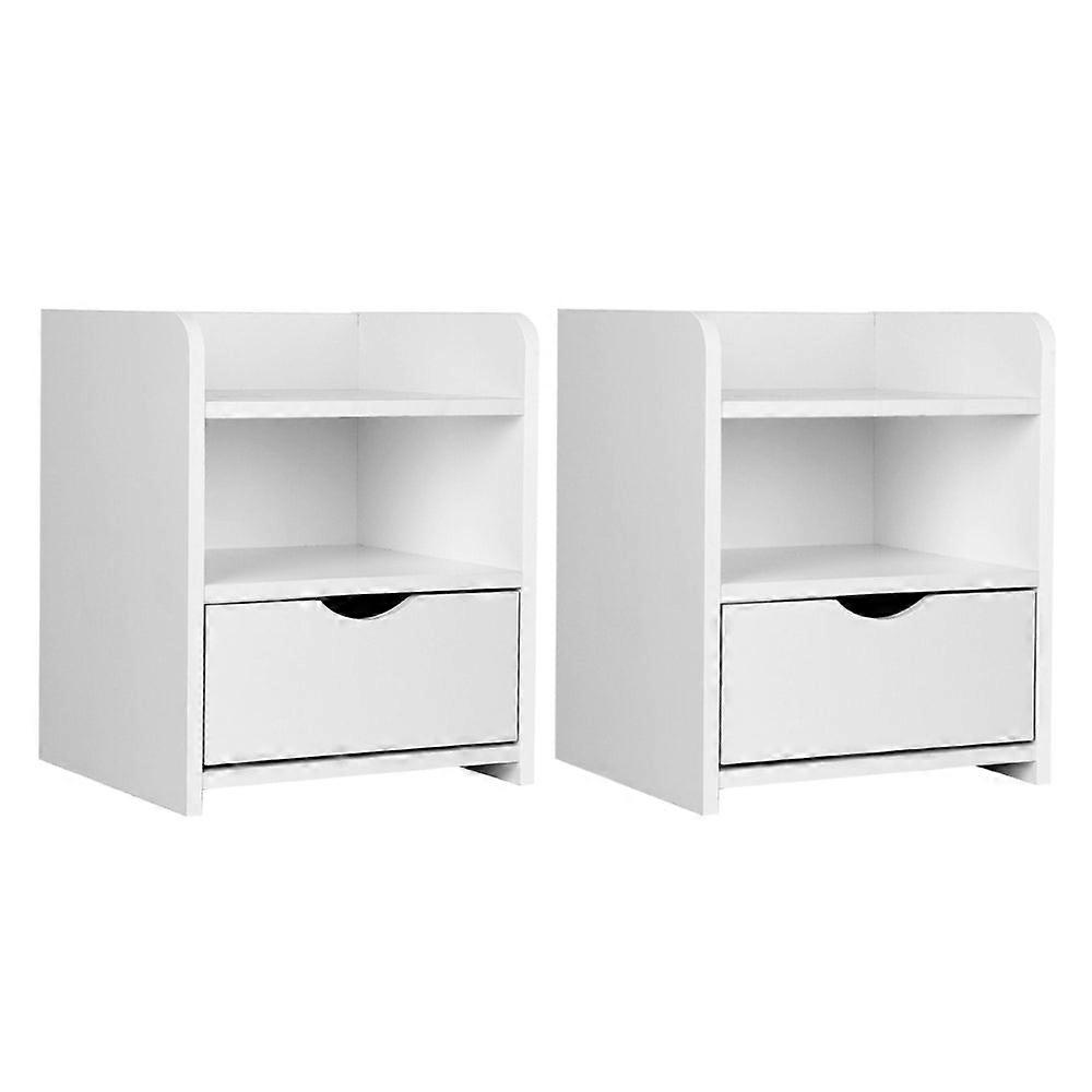 Artiss 2X Bedside Table 1 Drawer With Shelf Fara White Bedside Tables