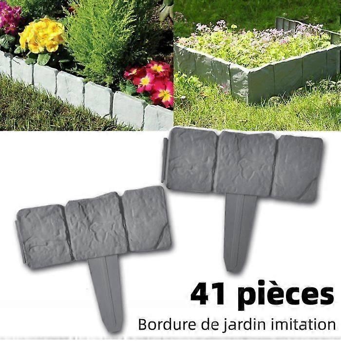 41-piece 10m stone-effect garden edging - Plastic - QUT