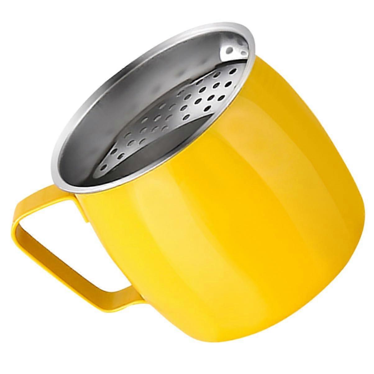 Stainless Steel Tea Cup with Filtering Lid, Elegant Yellow Household Drinkware, 12oz Capacity, Durable Design