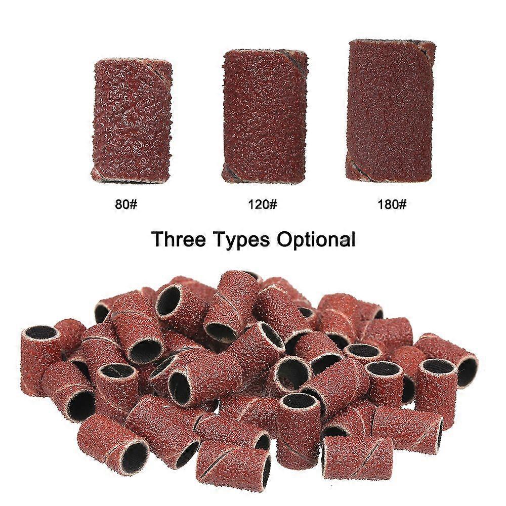 100PCS 120# Nail Drill Bits Sanding Ring Bands Grinding Head Polisher Sand Circle for Nail Drill File