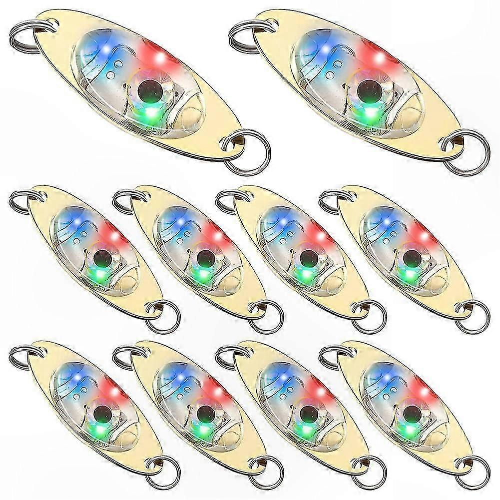 10 Pcs LED Fishing Lures Fishing Spoons Underwater Flasher Bass Halibut Flasher Trolling Deep Drop