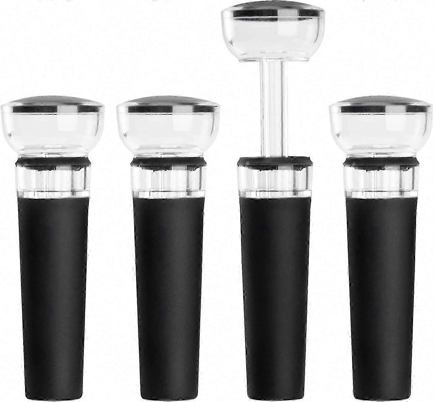 4-Pack Vacuum Wine Stoppers with Built-in Pump and Silicone Caps