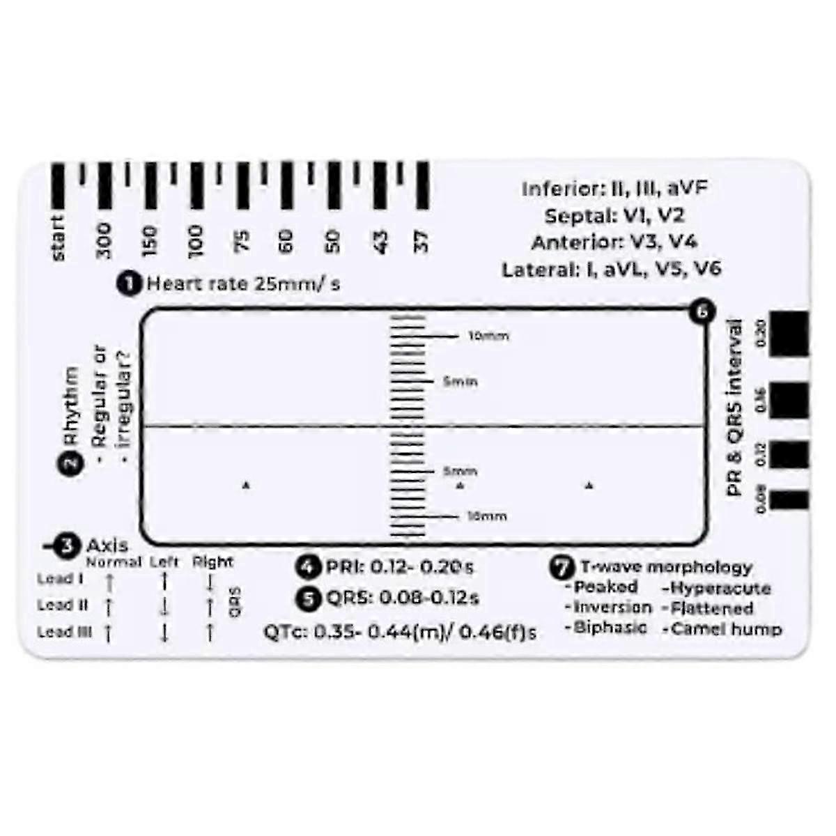 ECG 7 Step Ruler, Rapid Quick Cardiac Analysis and Measurement Tool