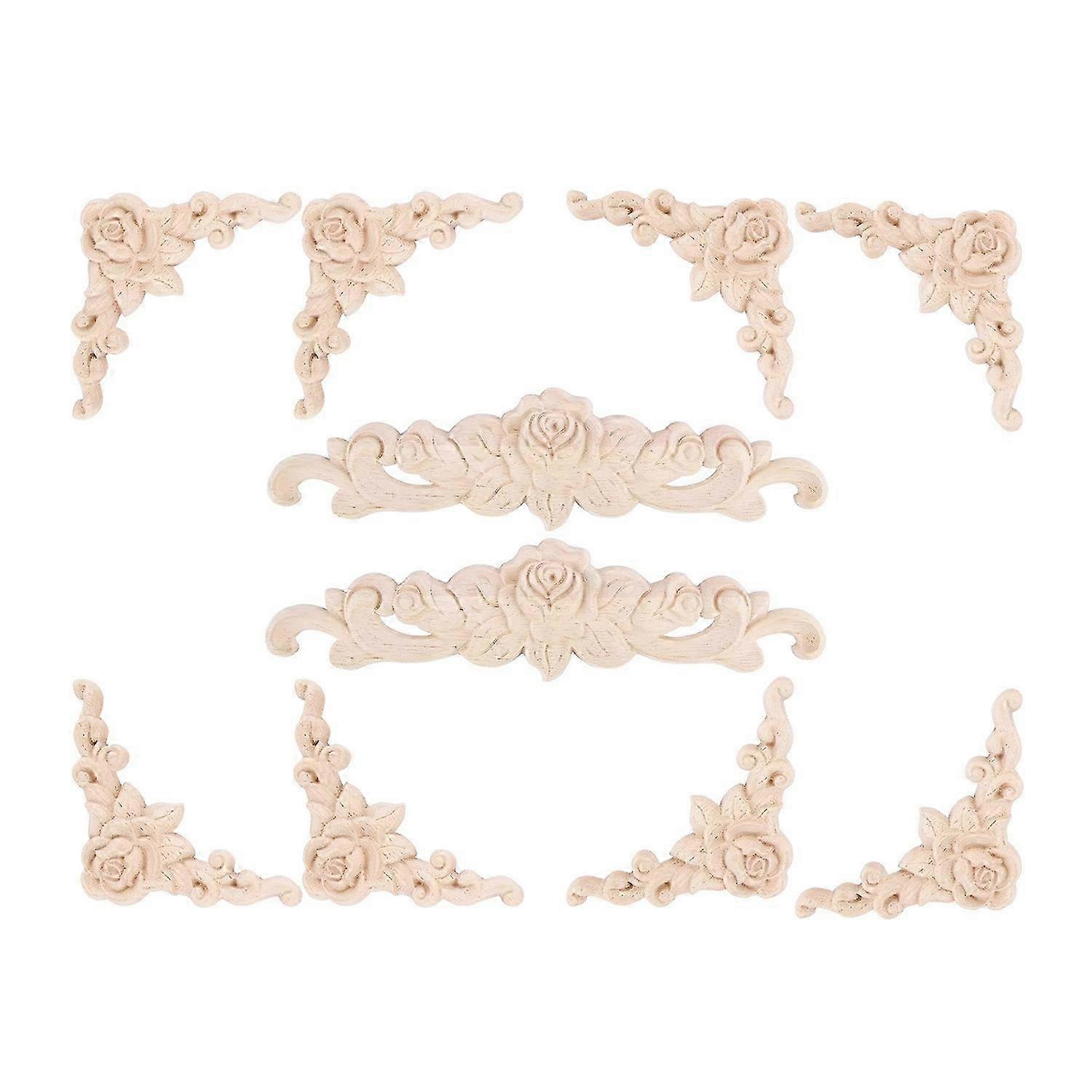 10 Pcs Wood Carved Applique Corner Decorative for Furniture Cabinet