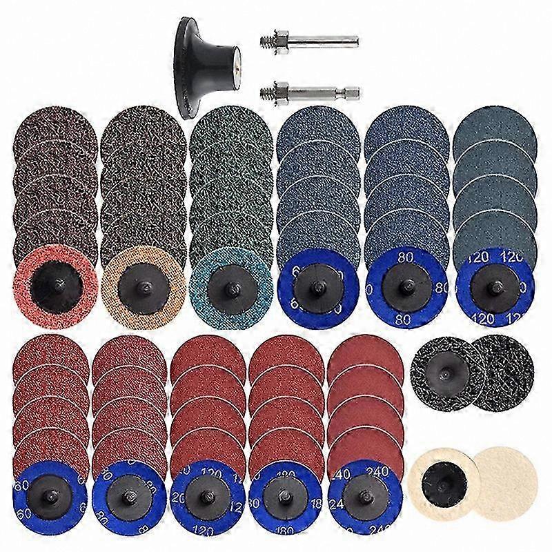 2" Sanding Discs 60-Pack with 1/4" Shank for Die Grinders Polishing Surface Conditioning