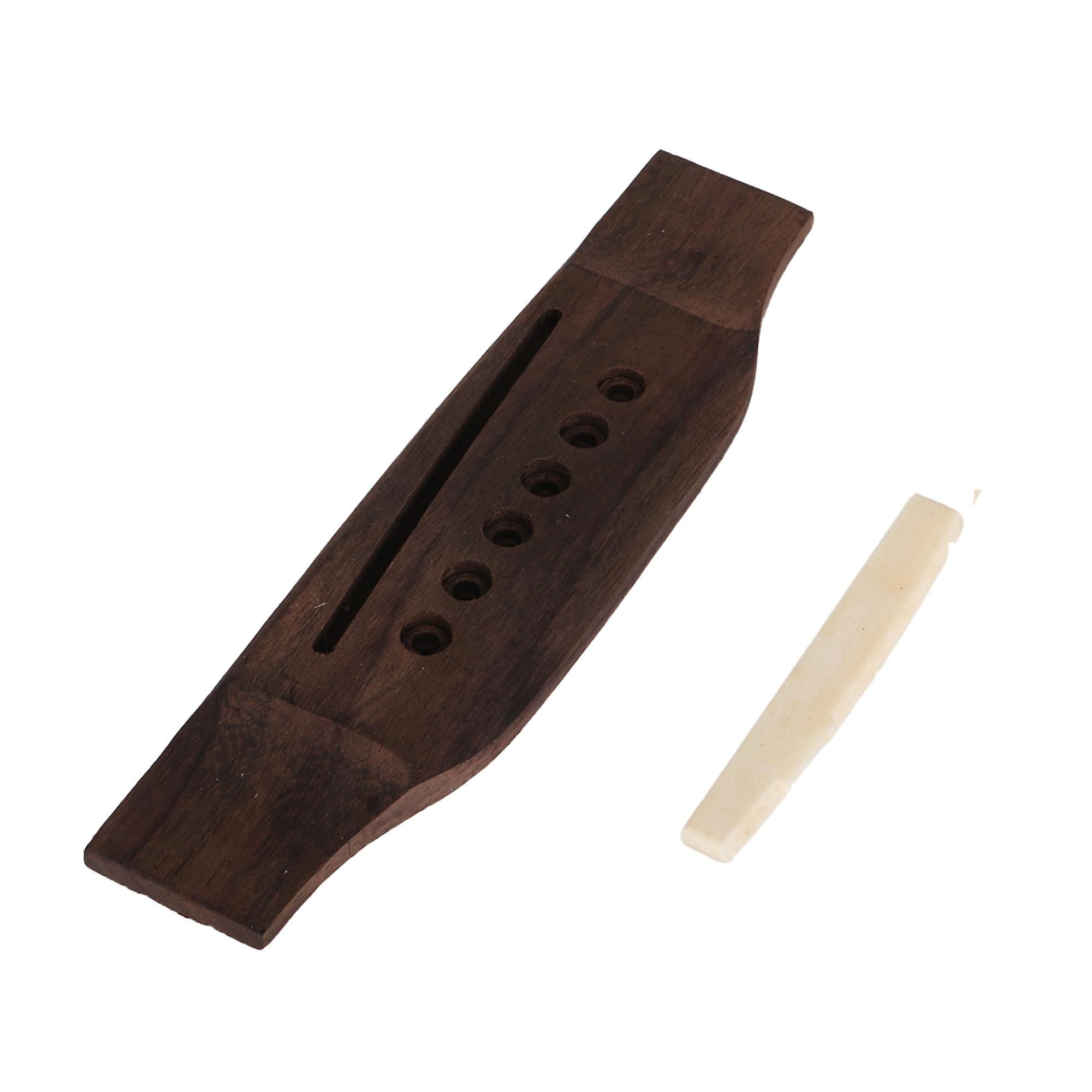 6 Pcs Rosewood Bridge Pins with Guitar Bridge and White Bone Saddle Nut
