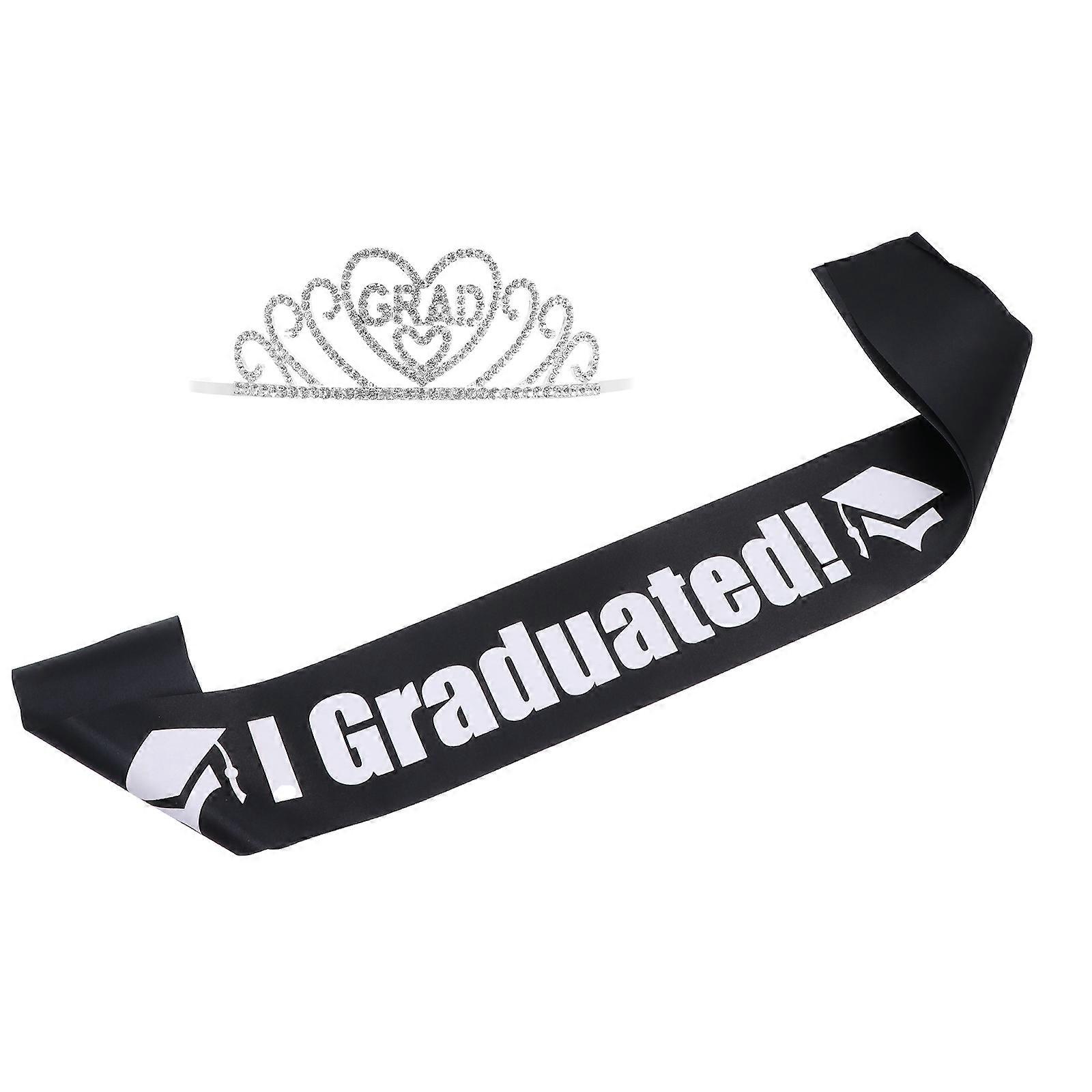 Senior Sashes 2021 Graduate Sash and Tiara Set with Shoulder Strap
