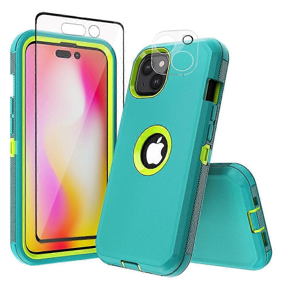 Xhy compatible with iPhone 14 case with screen & lens protector, military-grade 3-in-1 shockproof armor, rugged detachable for compatible with iPhone