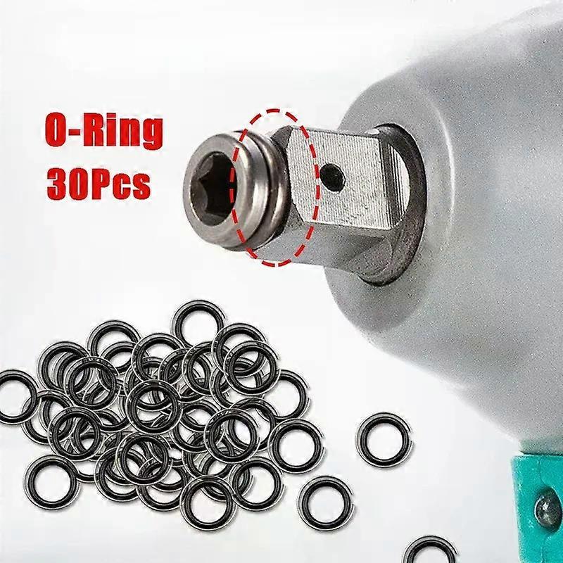 30pcs Impact Wrench Socket Snap Retainer Rings Replacement Retaining Ring Clip with O-Ring