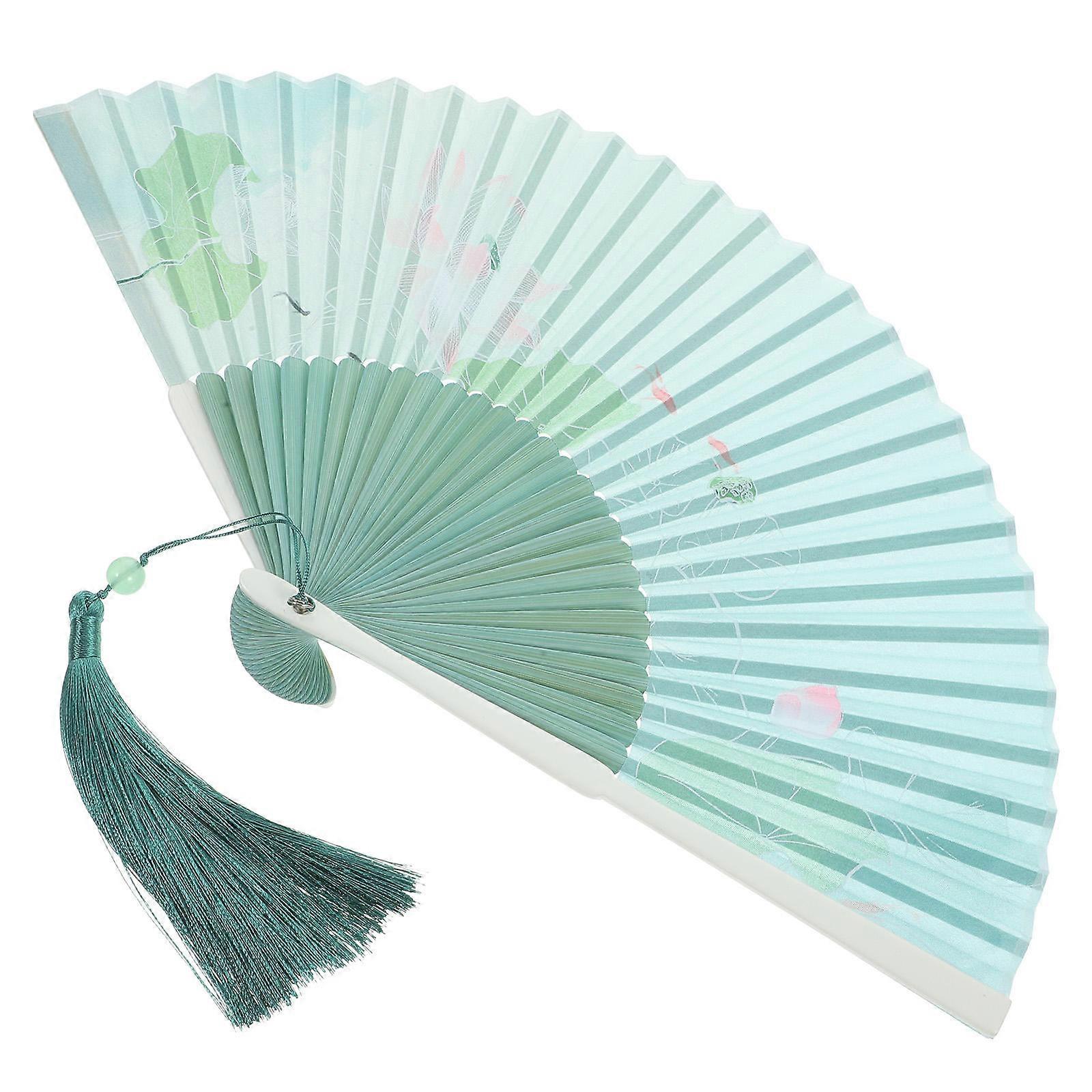 Retro Style Fan for Decoration 2Pcs Bamboo Hand Fan with Floral Pattern