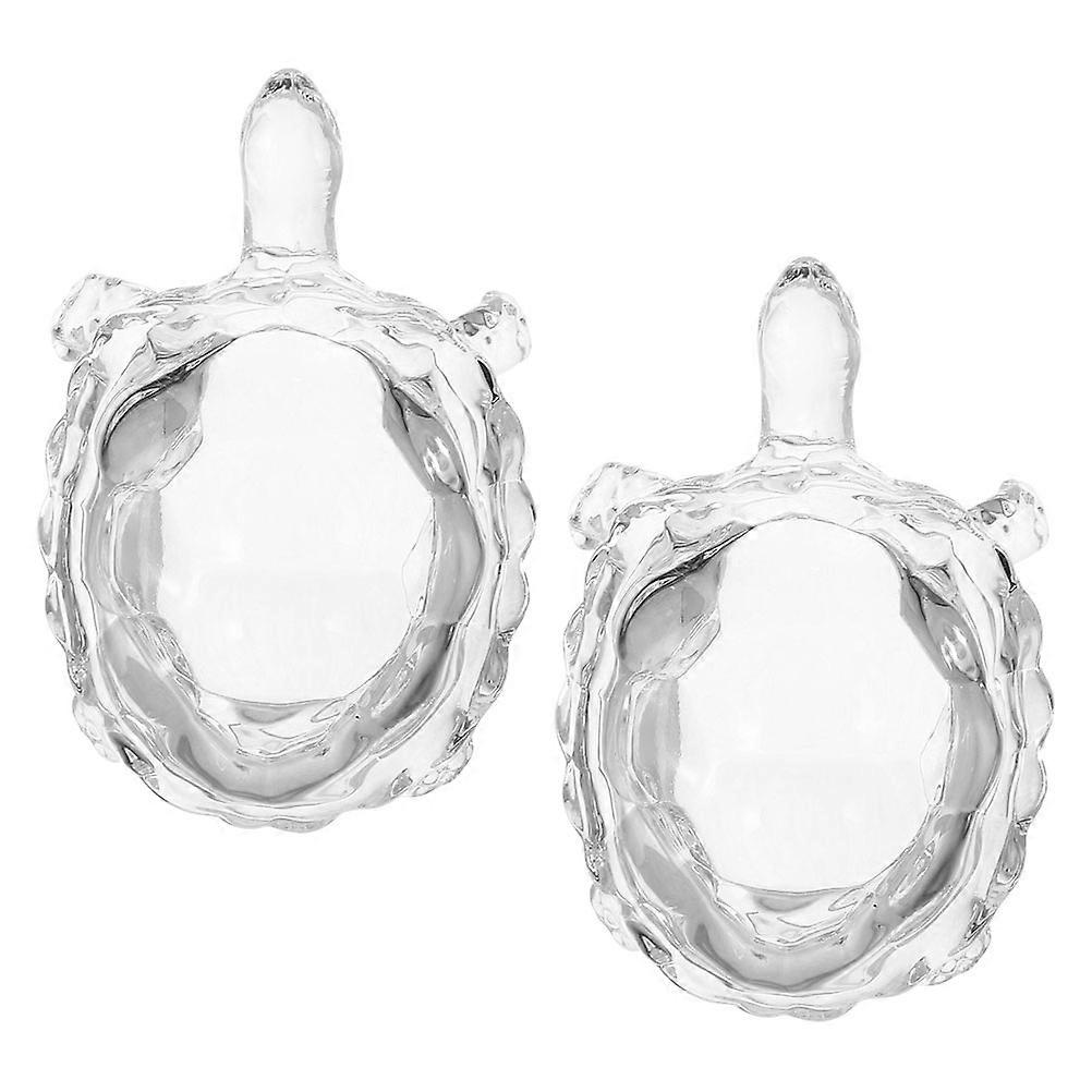 Water Crystal Turtle Statue for Decor 2Pcs Transparent Glass Turtle Figurines