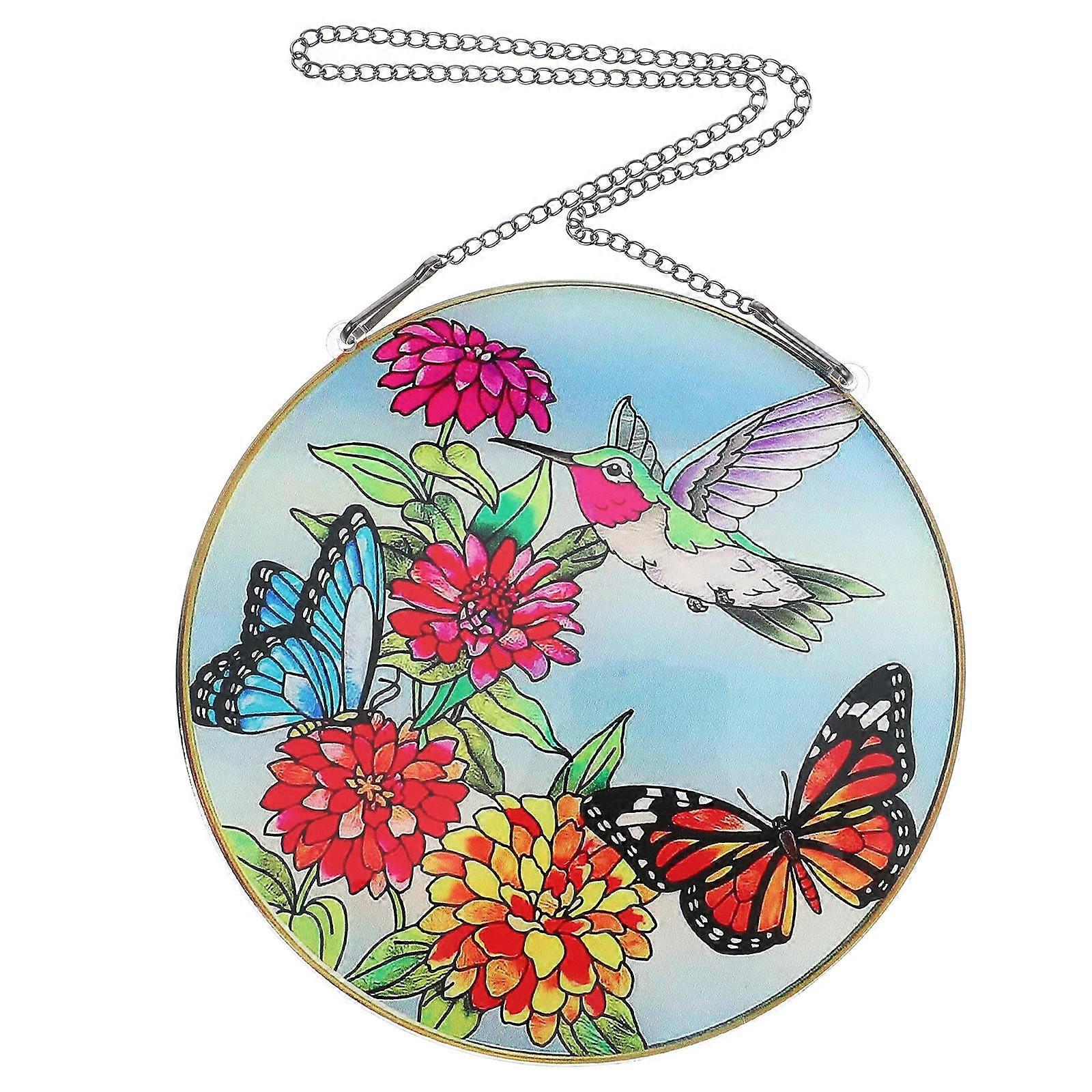 Acrylic Hummingbird Pendant 2Pcs Window Decoration For Home Library Hotel Multi Color Square Design