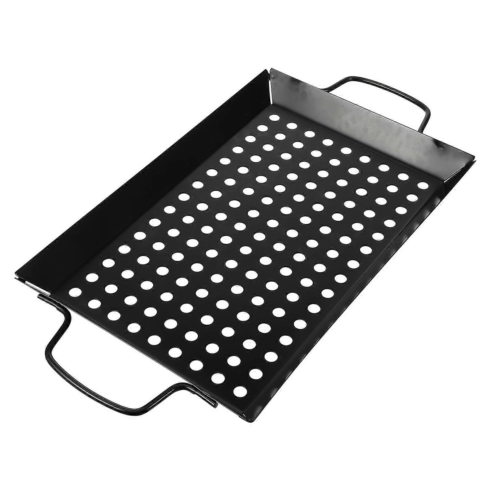 Grill Tray Plate Non-Stick Baking Tray For Holiday Use Rectangular Shape Carbon Steel Material 11.79X7.86X0.98In 1Set
