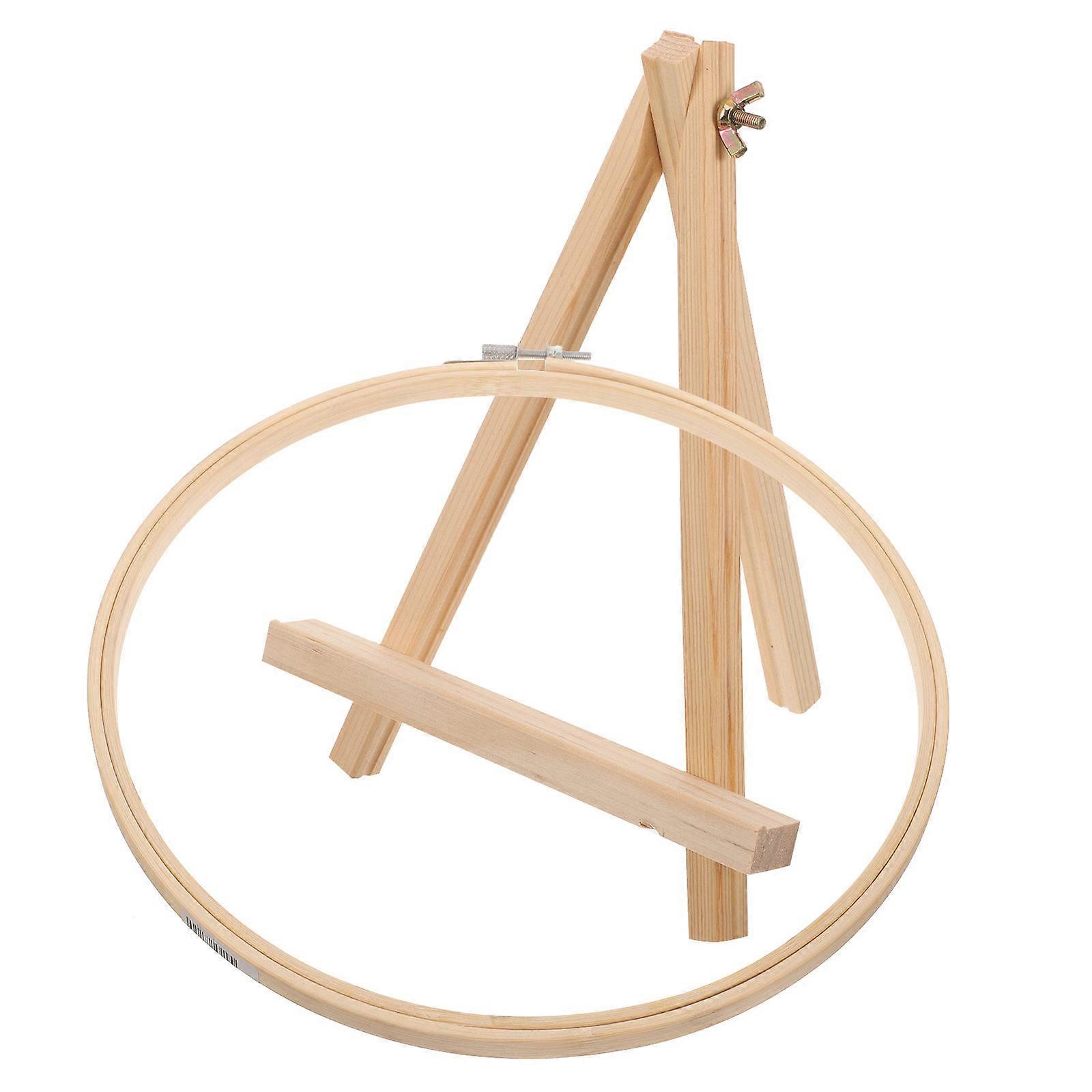 Cross Stitch Hoop Crafting Ring for DIY Decoration 3Sets with Stand Beige