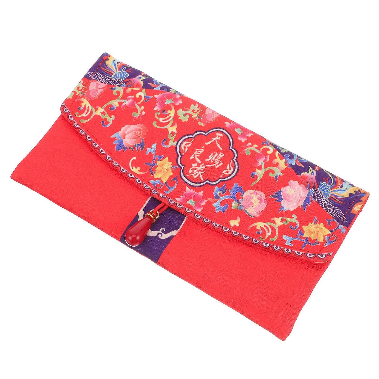 Wedding Fund Envelope Durable Cloth Red Color For People Attending Weddings 20x11cm 1Set