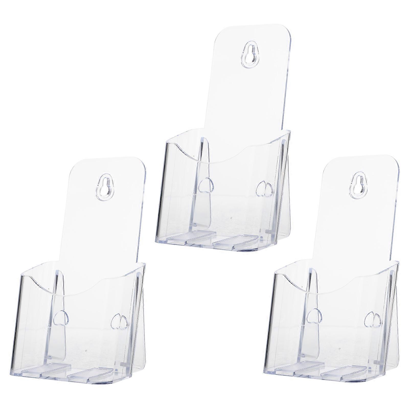 Acrylic Pamphlet Display Stand 3Pcs Wall Mountable Organizing Desktop White