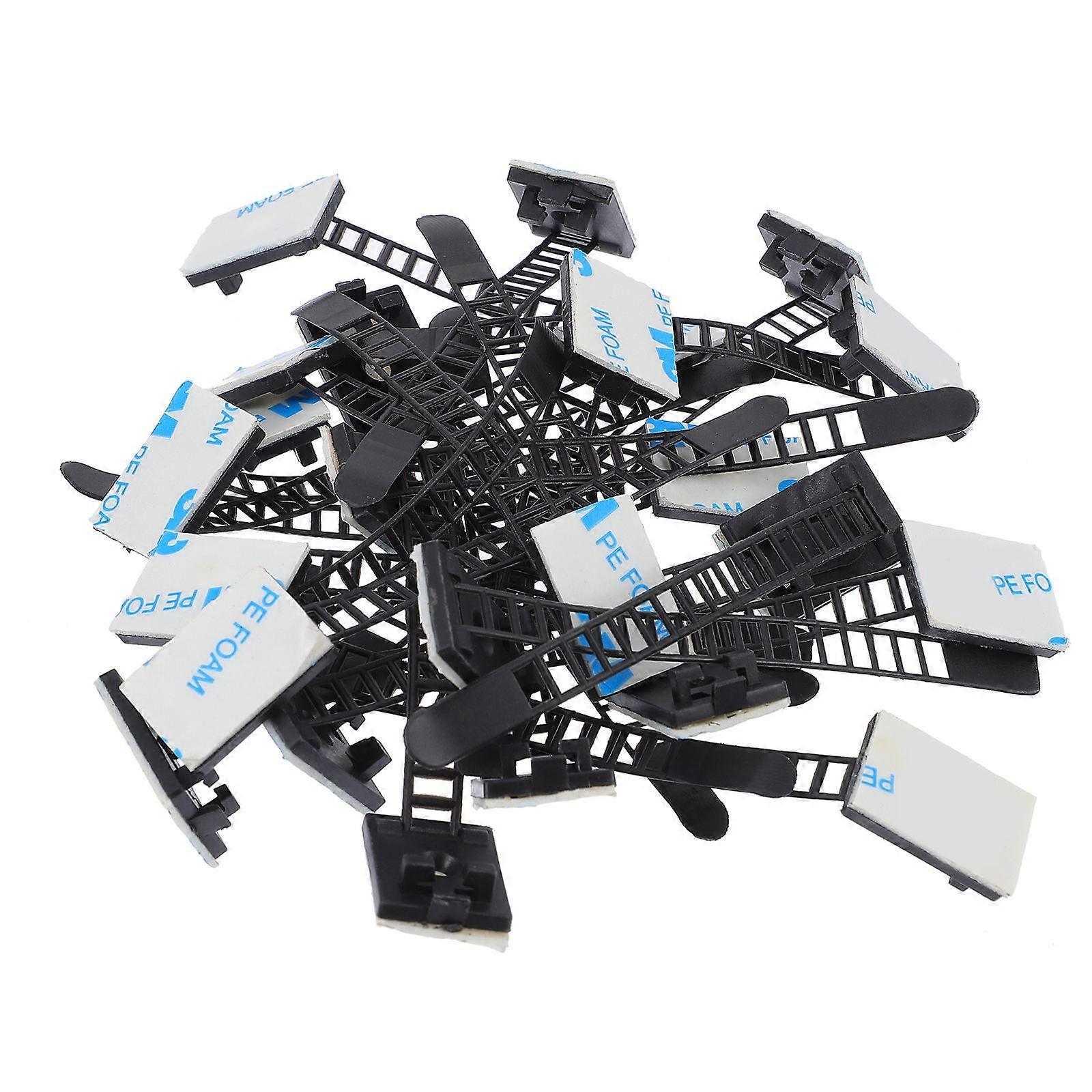 50Pcs Self-Adhesive Wire Ties Cable Management For Office Use Adjustable Trapezoidal Design Efficient