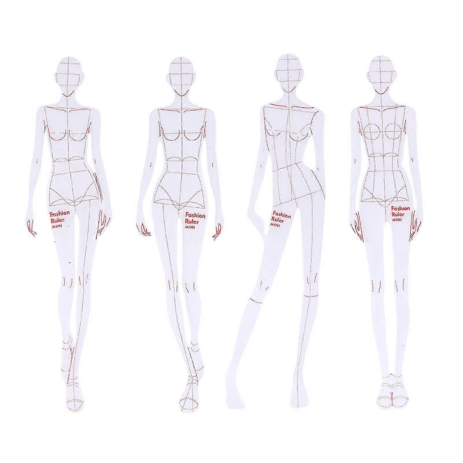 2025 DrawingRuler Clothing Sketch Template Fashion Red Analytical Instruments 4 Models Measuring Tools France