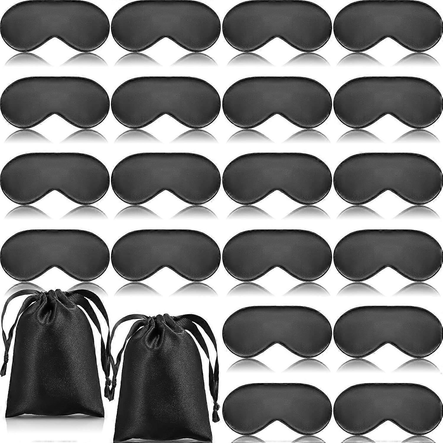 20 Pieces Silk Sleeping Eye Mask with Adjustable Strap