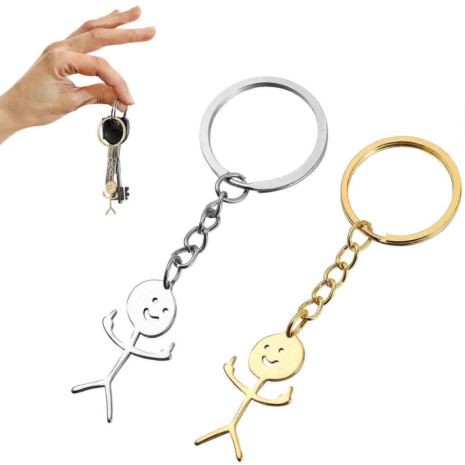 Mini Figure Keychain 4 Pcs Assorted Pendant Gift Giving Dual-color Combination