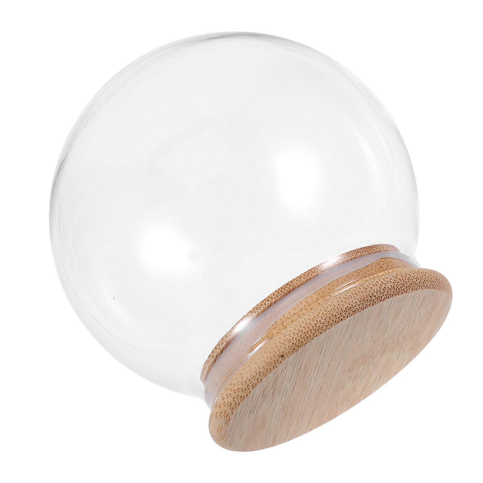Transparent Glass Dome with Base for Eternal Flower Display 3Pcs Set