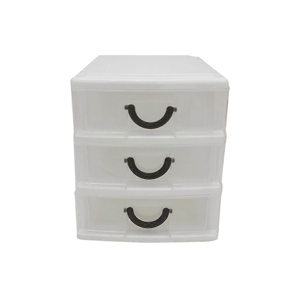 Organization Box Three Layer Multifunctional Drawer Type Storage Organizer For Home Office Beige 13.3x17.2x15.5cm Storage Container 1Set