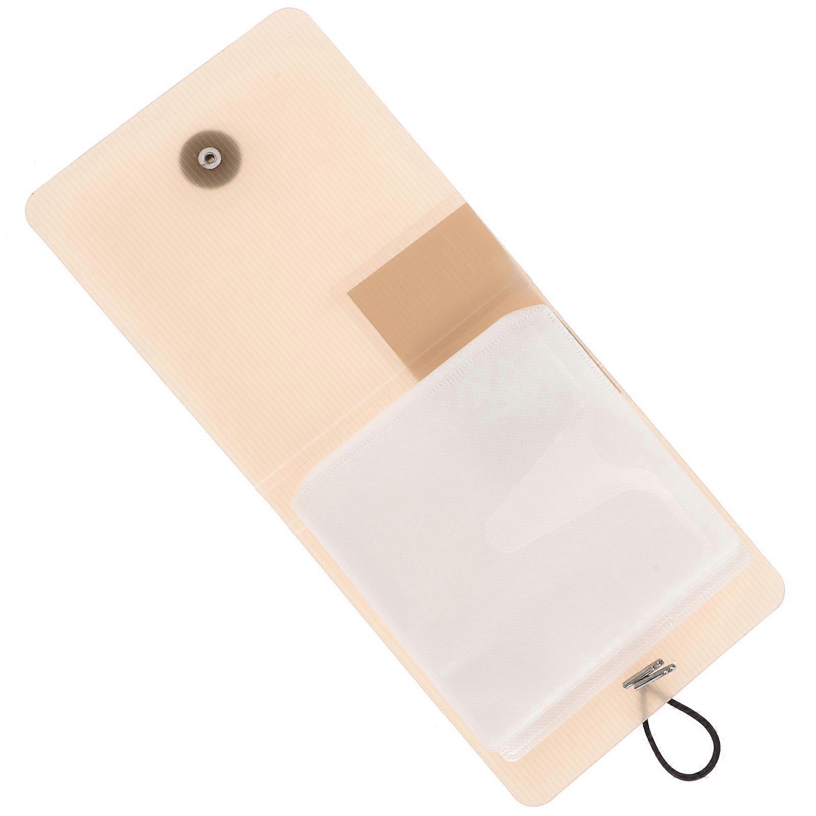 Cd Organizer Daily Use Rectangular Shape Transparent Khaki 1Set