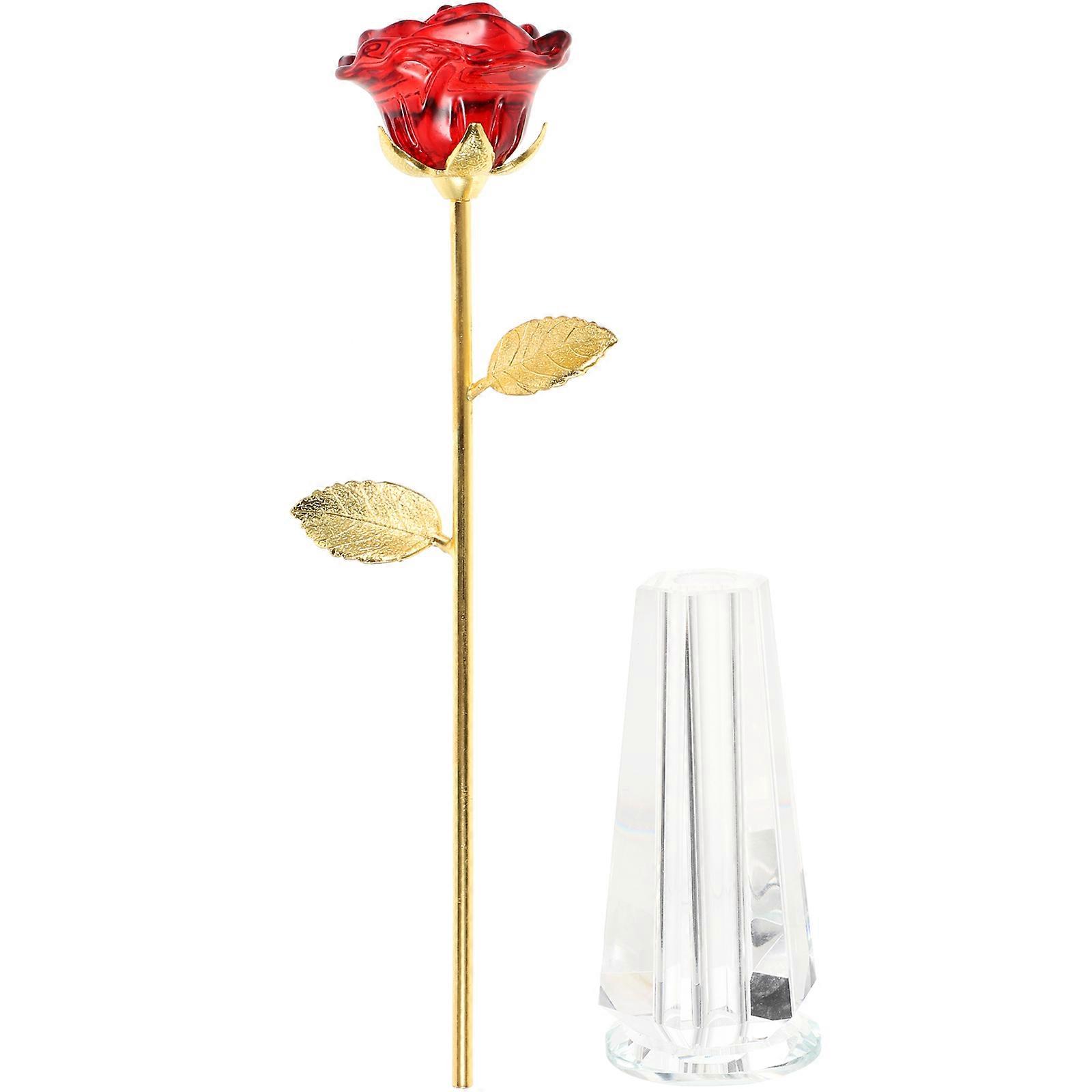Valentine's Day Crystal Flower Vase Decor 4Sets for Tabletop Display