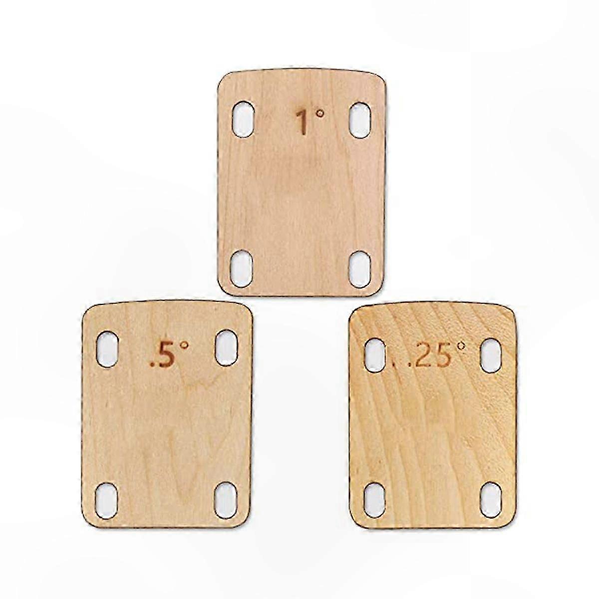 Maple Wood Guitar Neck Shims, 3Pcs Adjustable Angle Shims for Guitar Setup, Includes 0.25, 0.5, and 1 Degree Sizes