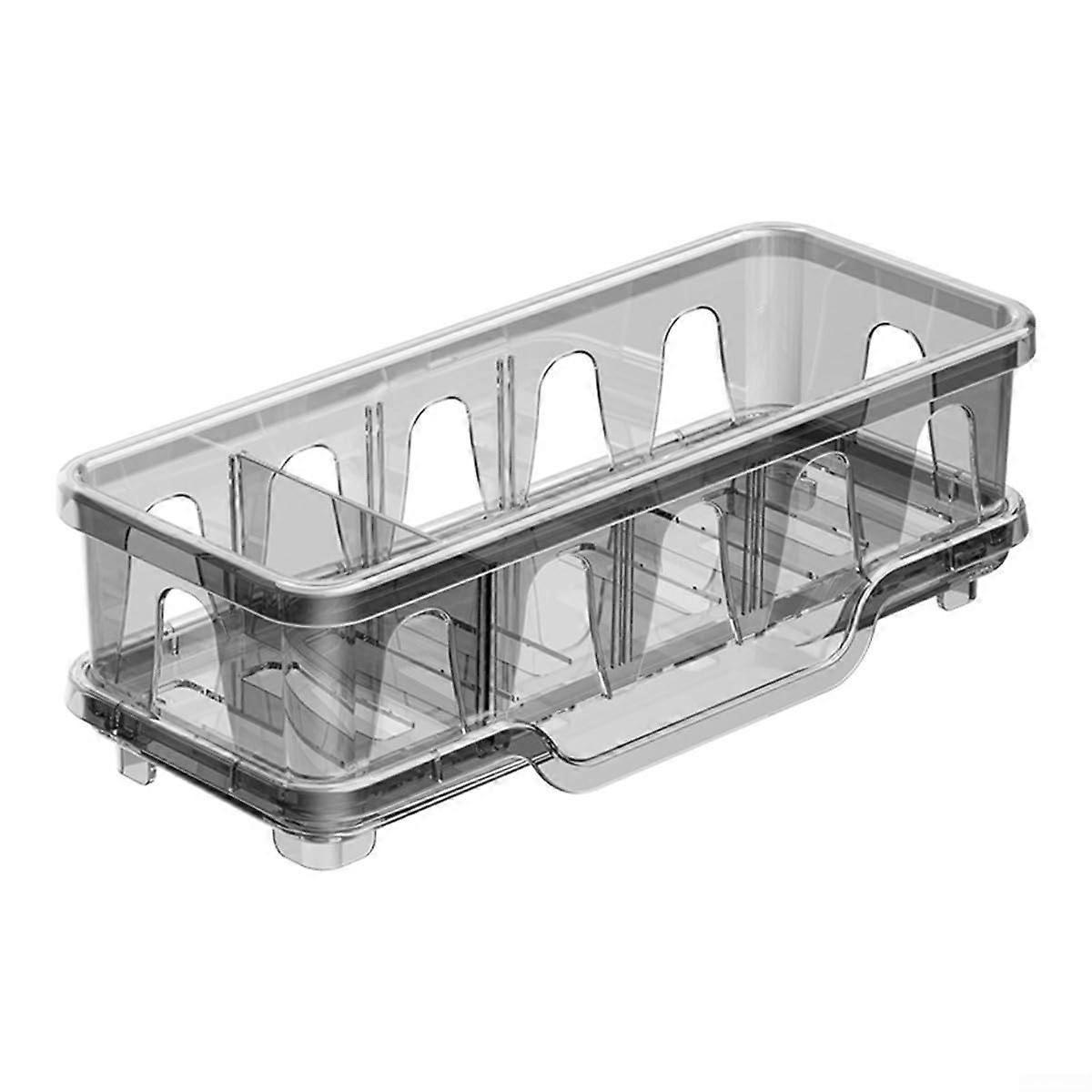 Space-Saving Kitchen Organizer with Removable Draining Tray for Sink Accessories in Black, Compact Design, Durable Material