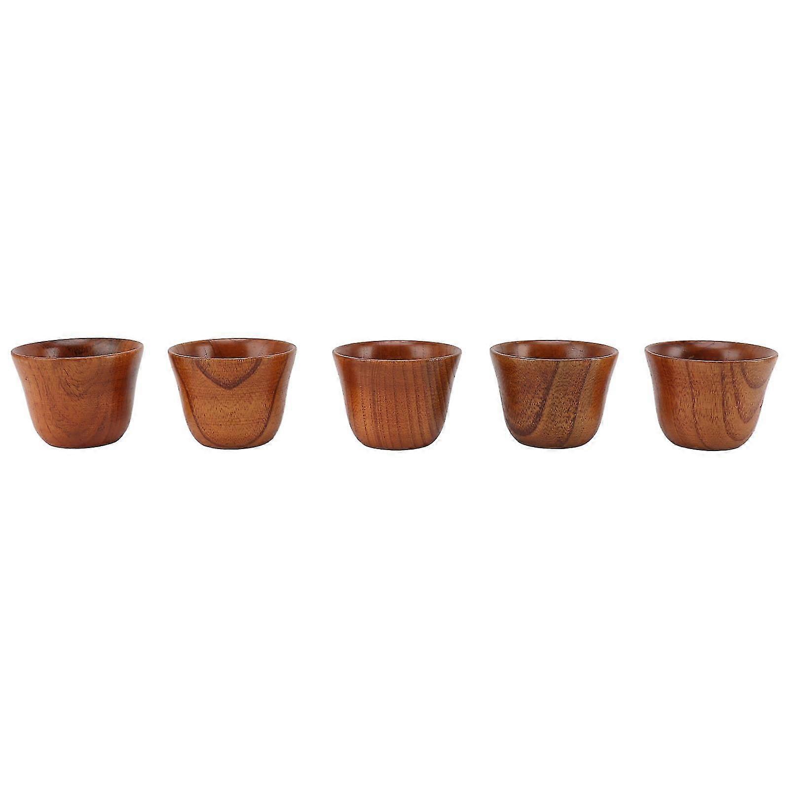 5PCS Wooden Tea Cups Handmade Multifunctional Safe Eco Friendly Solid Wood Teacups
