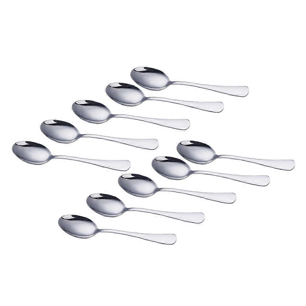 10 Pieces Stainless Steel Spoon Solid Color Anti-rust Soup Scoop Flatware