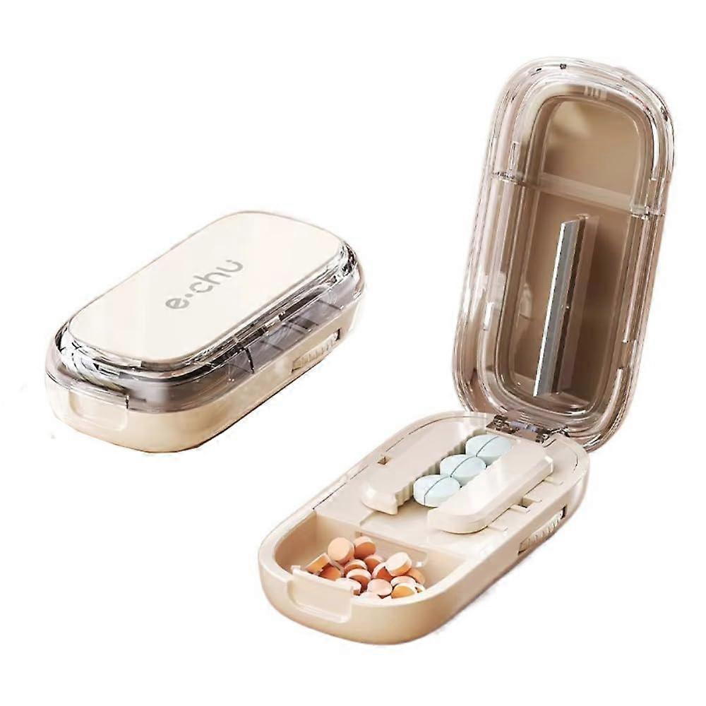 Pills Cutter Portable Storage Box, Dustproof Medicine Organizer, Sharp Blade Tablet Splitter For Home Travel Halve Cream