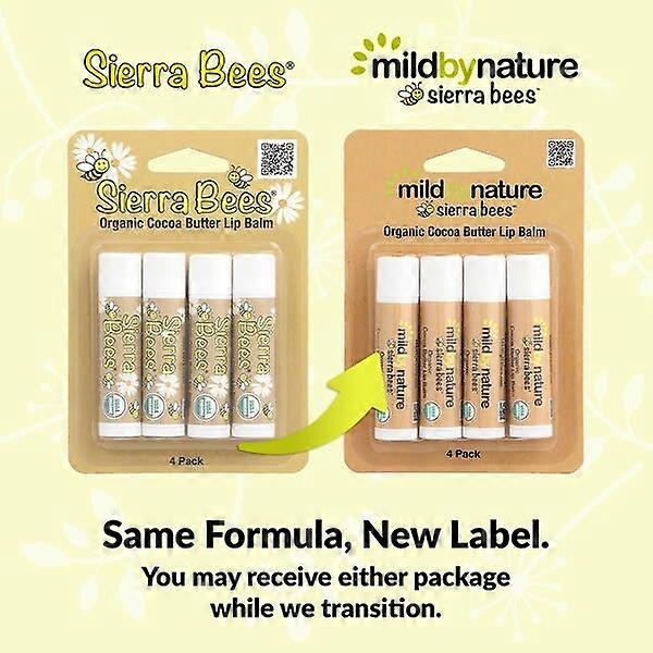 Mild By Nature, Sierra BeesÃÂ¢ÃÂÃÂ¢, Organic Lip Balms, Cocoa Butter, 4 Pack, 0.15 oz (4.25 g) Each