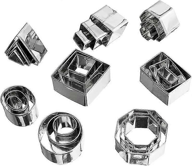 Mini Geometric Shaped Cookie Biscuit Cutter Set 24 Square Heart Triangle Round Circle Baking Stainless Steel Metal Molds