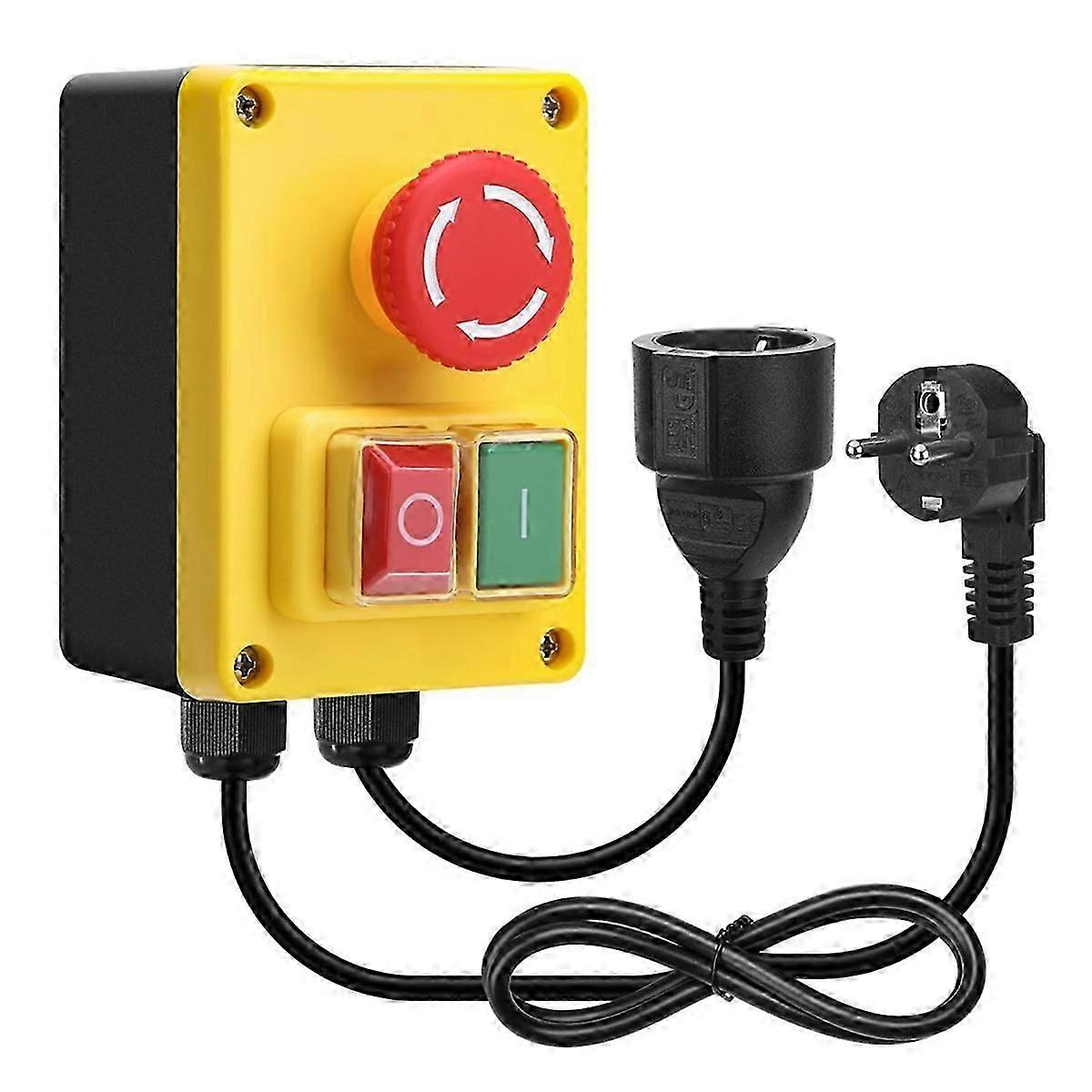 220V Single-Phase Safety Switch with Emergency Stop, Ideal for Milling Tables & Electrical Devices E