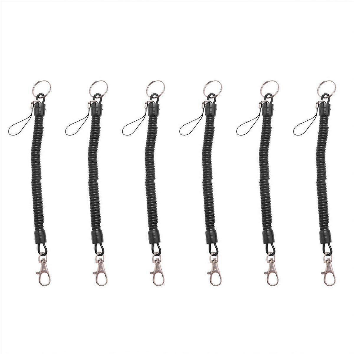 Lobster Clasp Black Spring Stretchy Coil Cord Strap Keychain