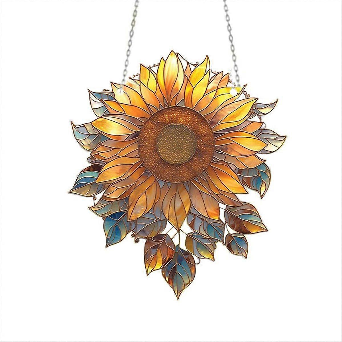 Sunflower Stained Glass Window Hanging Decor Home Decor