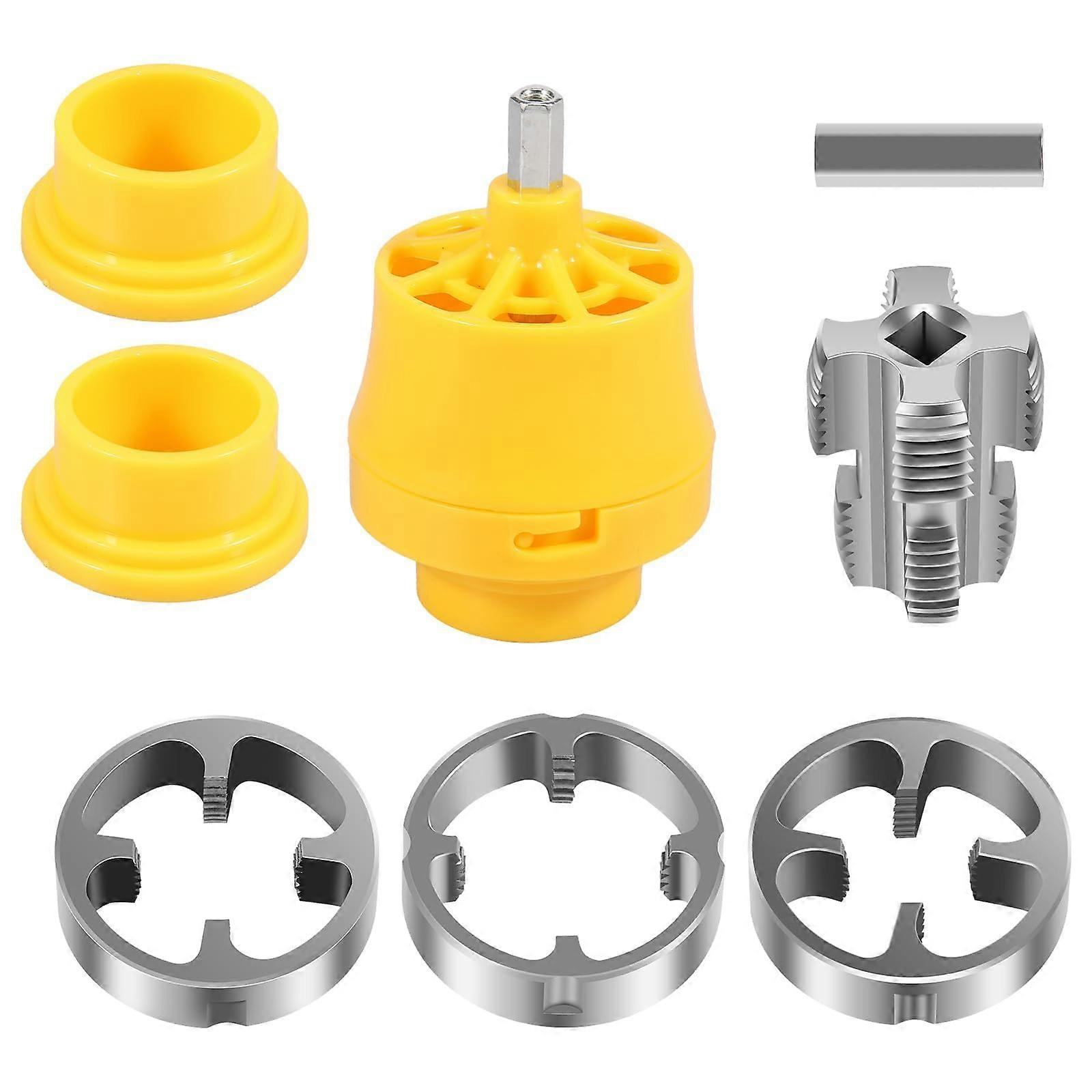 PVC Pipe Threader Kit For Electric Drill With 3 Dies 1/2in 3/4in 1in, Reusable Water Pipe Threading Tool For PVC Pipes